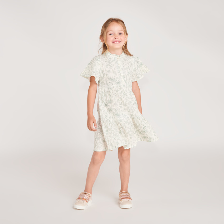 Robe fille manches courtes volantées à imprimé fleuri