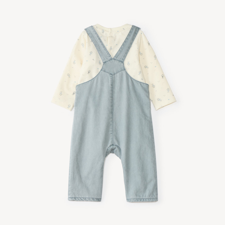 Ensemble salopette et t-shirt bébé garçon motifs robots 
