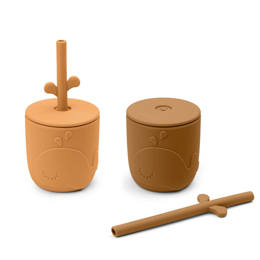 Lot de 2 gobelets avec paille Peekaboo - Wally Moutarde 