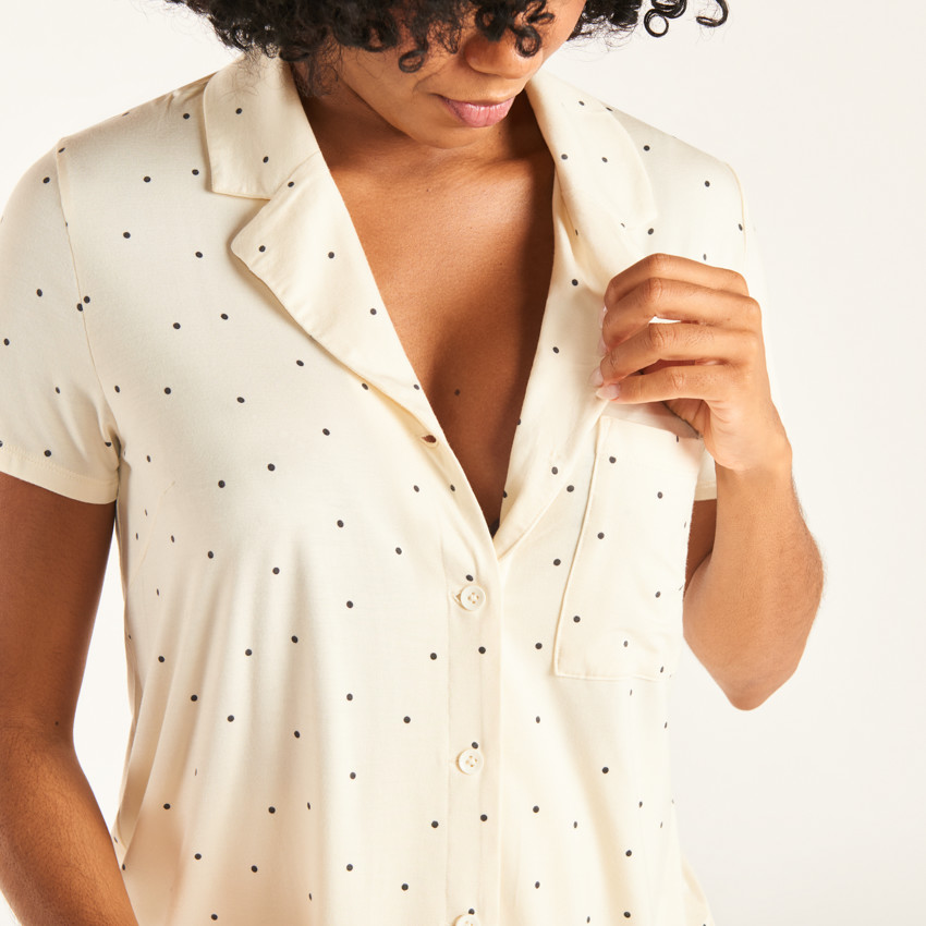 Set de pyjama 2 pièces chemise + short avec bandeau haut pour femme enceinte 