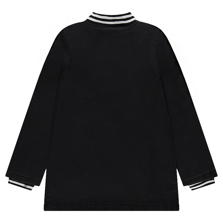 Junior - Manteau long ouatiné en jeans coton avec badges fantaisie 