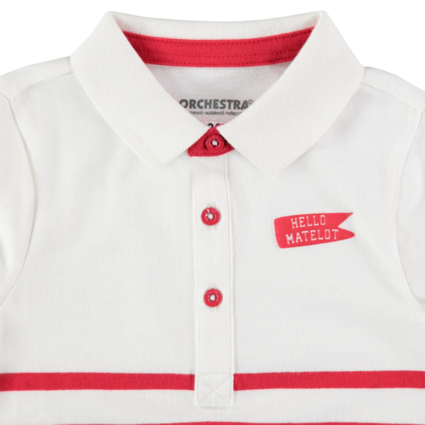 Polo manches longues en coton à rayures pour bébé garçon Main Polo manches longues en coton à rayures pour bébé garçon