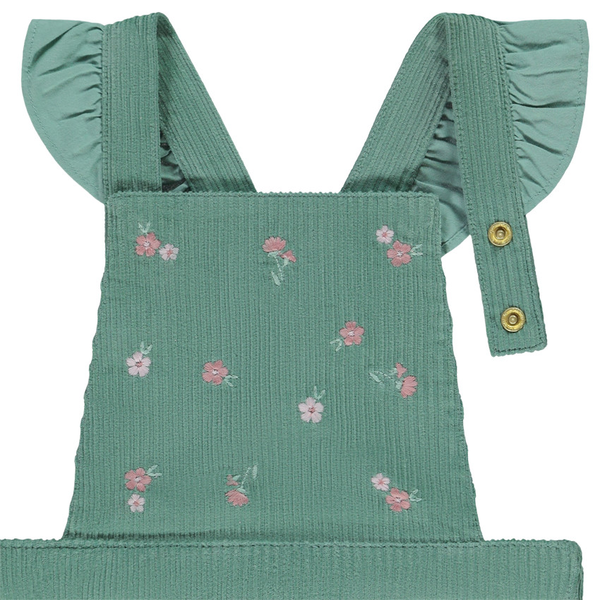Salopette courte en velours côtelé avec broderies pour bébé fille 