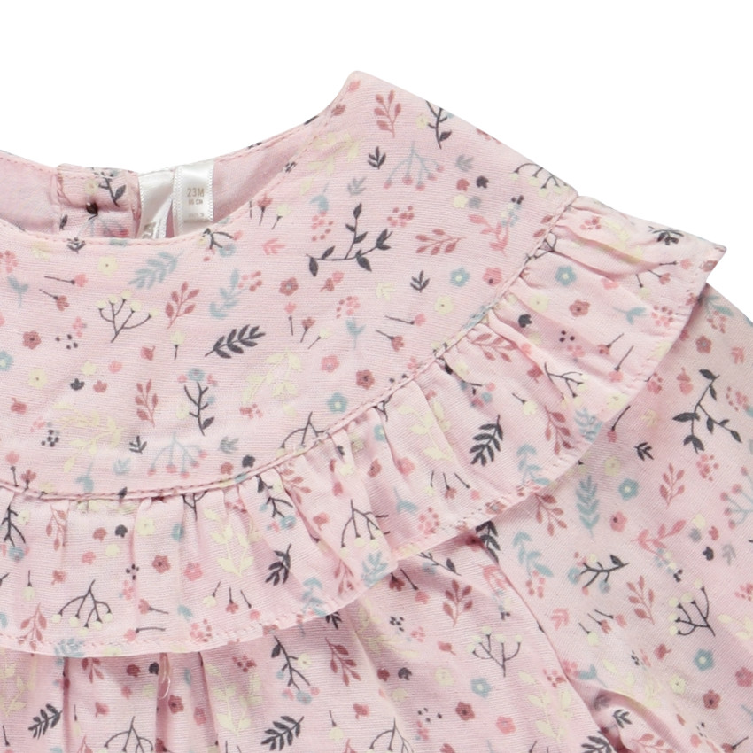 Tunique manches longues en voile avec volants pour bébé fille 