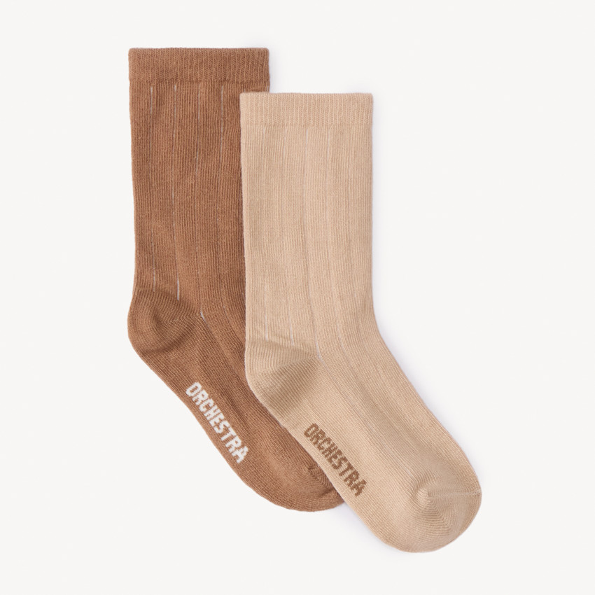 Lot de 2 paires de chaussettes hautes unies pour garçon 