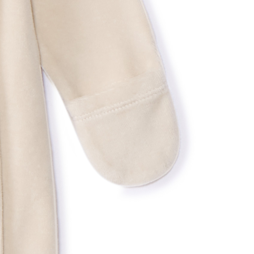 Dors-bien en velours uni brodé feuilles pour bébé 