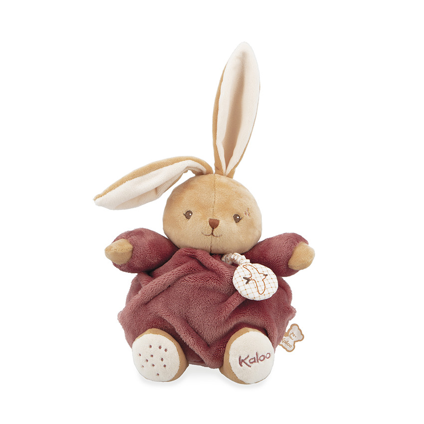 Peluche musicale lapin Patapouf 17cm bordeaux 