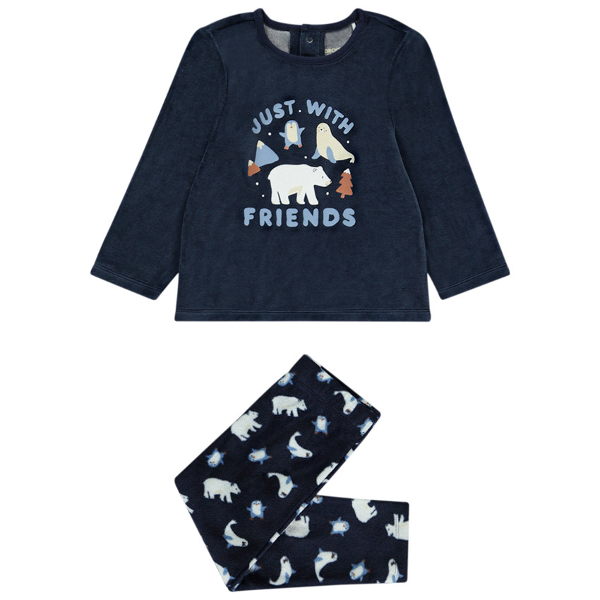 Pyjama 2 pièces motifs Arctiques pour bébé garçon avec finitions différentes selon l'âge