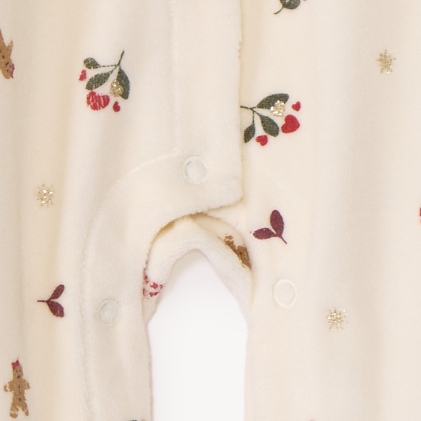 Dors-bien en velours imprimé Noël pour bébé fille avec ouvertures différentes selon l'âge 