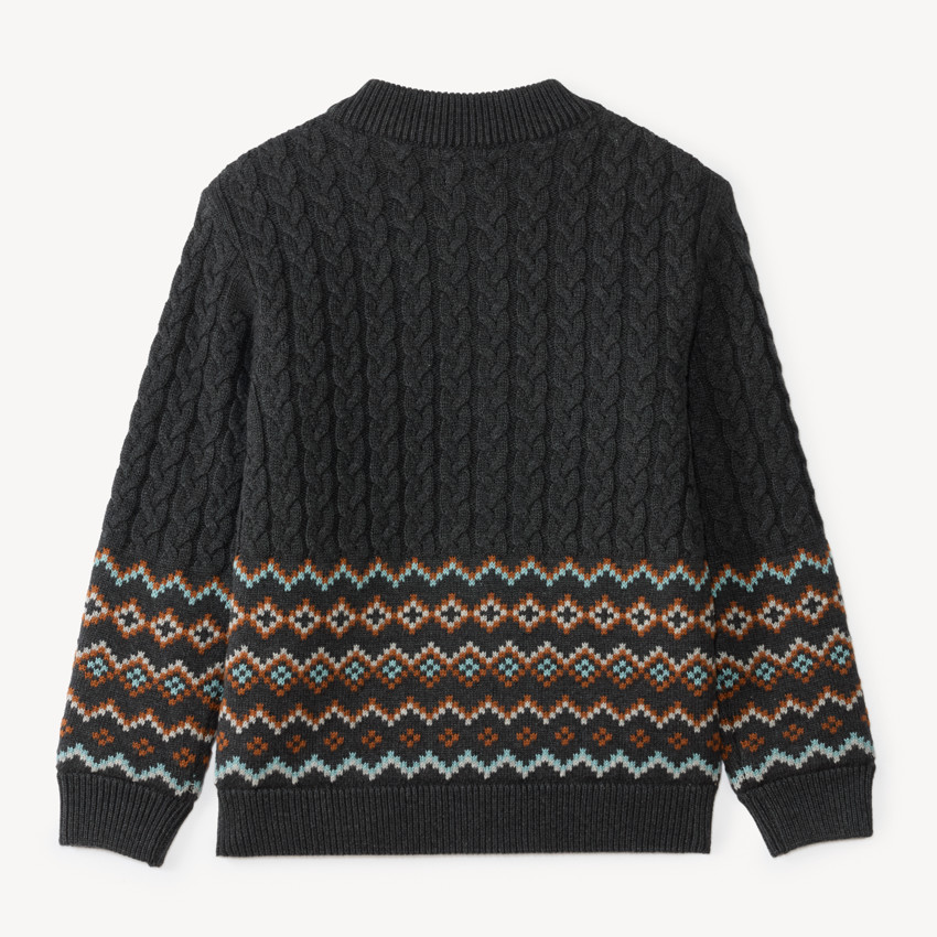 Gilet garçon zippé torsadé col montant 
