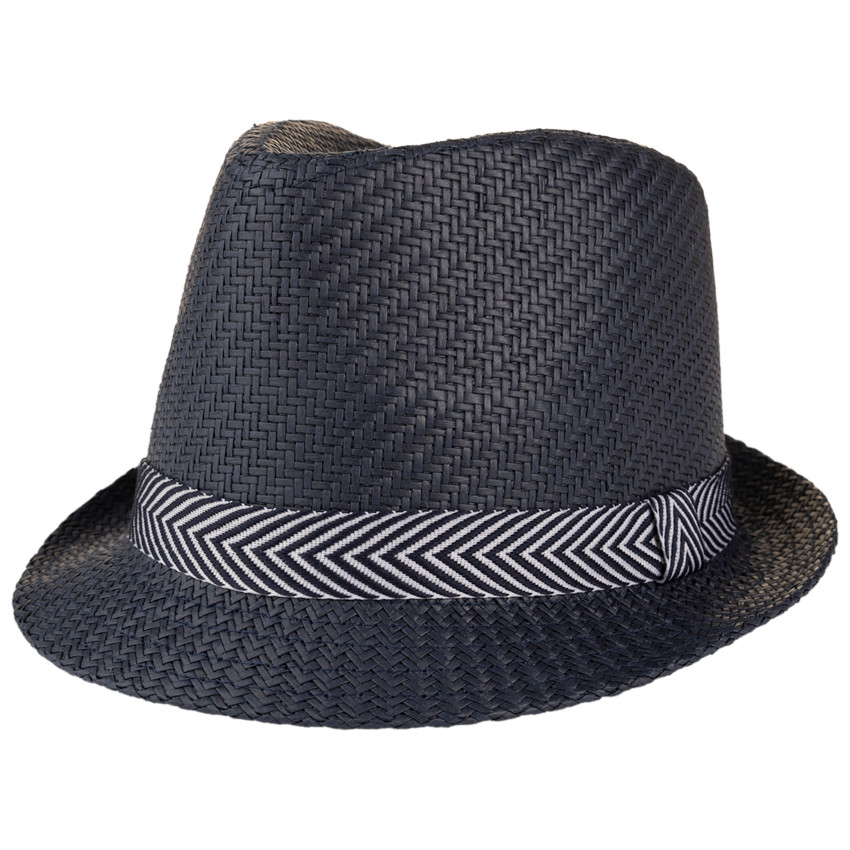 Borsalino tressé avec galon tissé pour bébé garçon 