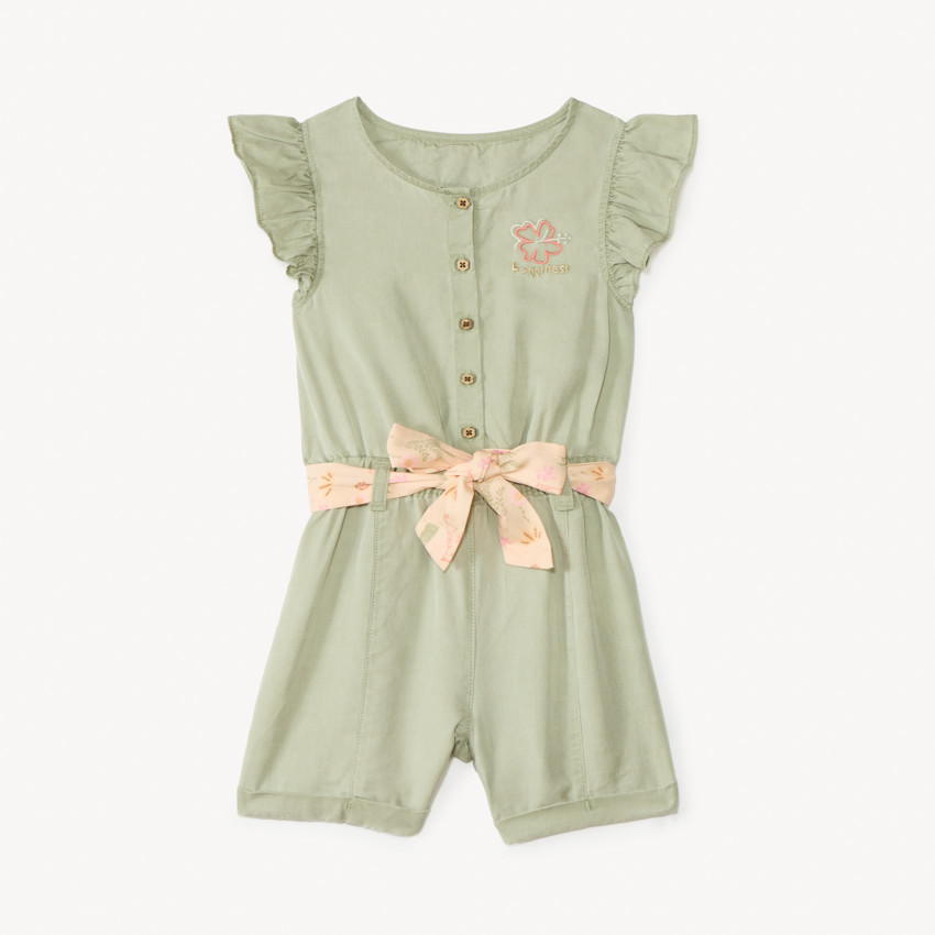 Combishort en sergé avec ceinture pour bébé fille 