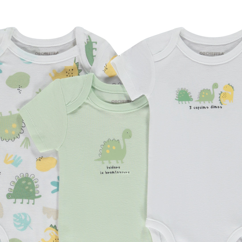 Lot de 7 bodies manches courtes fantaisie dinosaure pour bébé garçon 