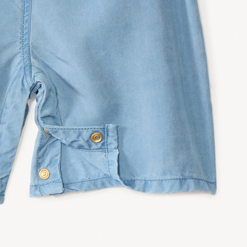 Salopette courte avec volants + ceinture fantaisie pour bébé fille  