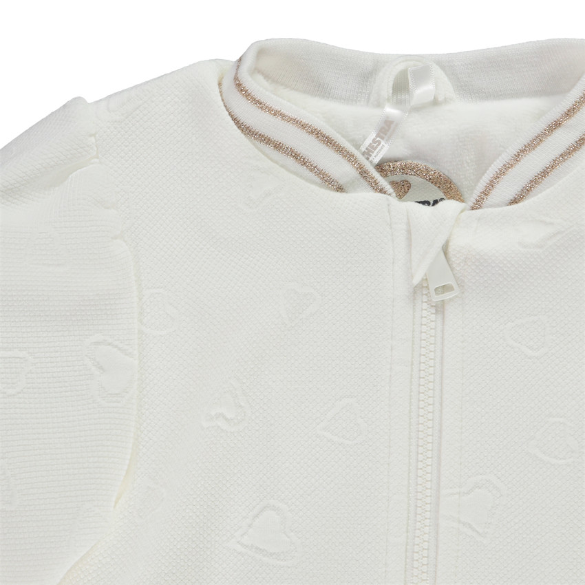 Veste en molleton Teddy embossé cœur en jacquard pour bébé fille 