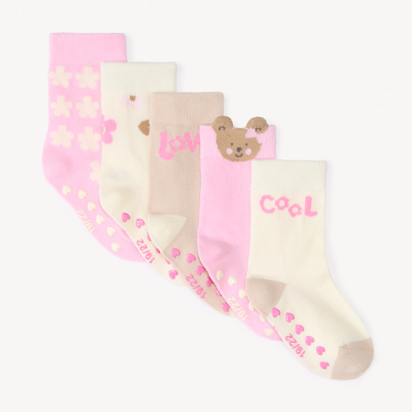 Lot de 5 paires de chaussettes antidérapantes pour bébé fille