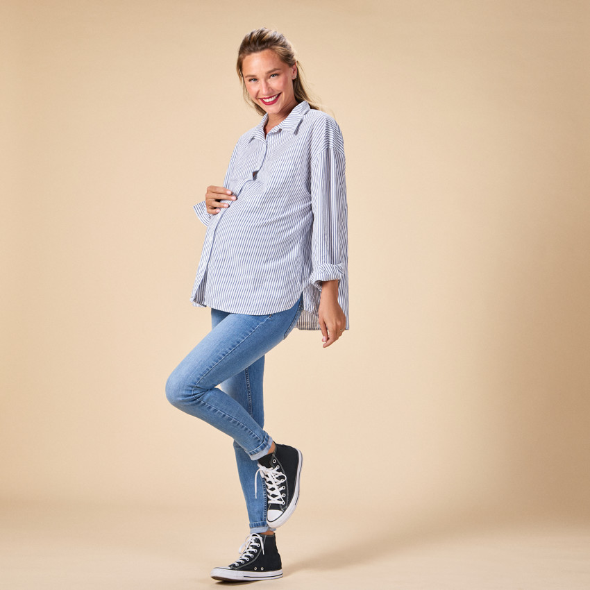 Chemise manches longues rayée pour femme 