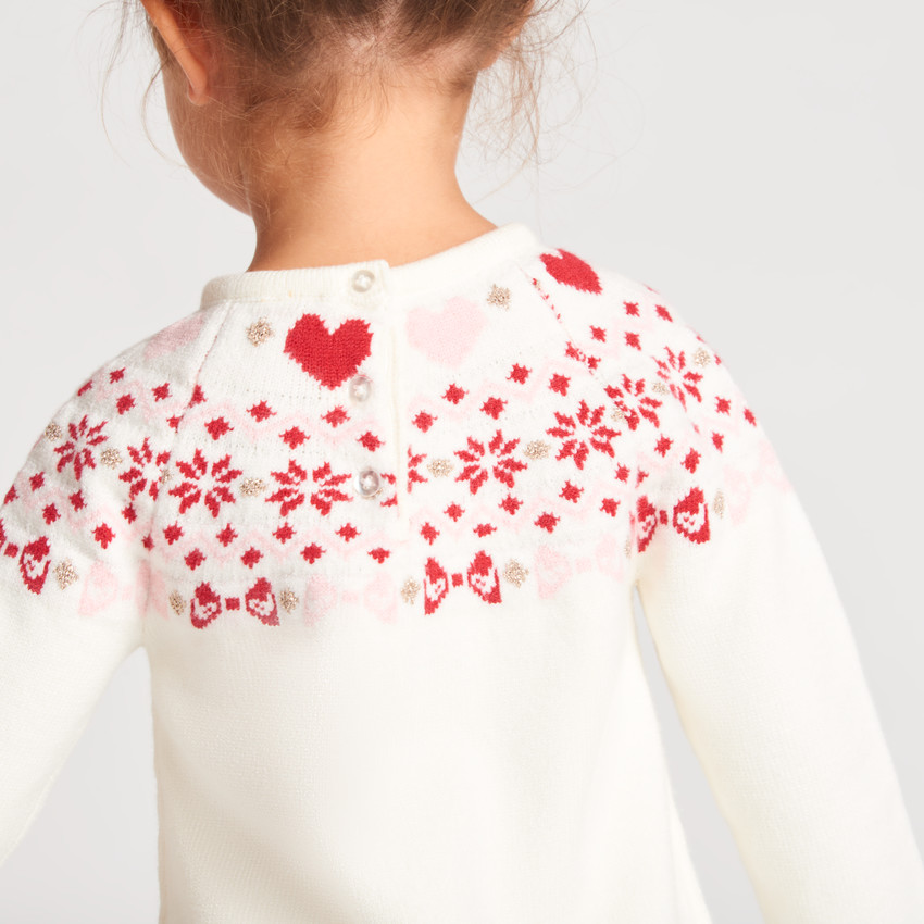 Robe bébé fille manches longues en tricot jacquard 