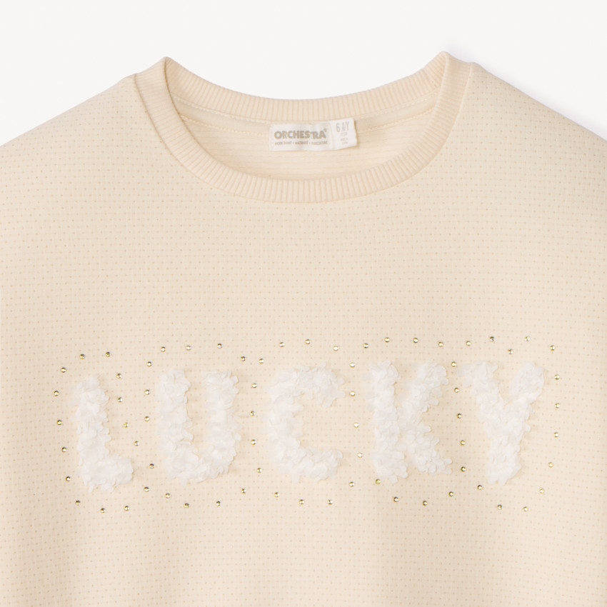 Sweat molleton oversize à motif effet pétales 3D pour fille 