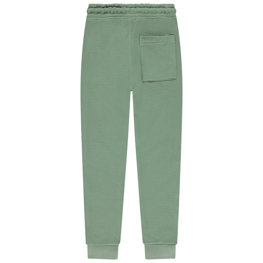 Pantalon de jogging uni vert en maille nid d'abeille pour garçon  