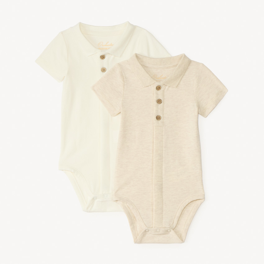 Lot de 2 bodies col polo unis pour bébé garçon