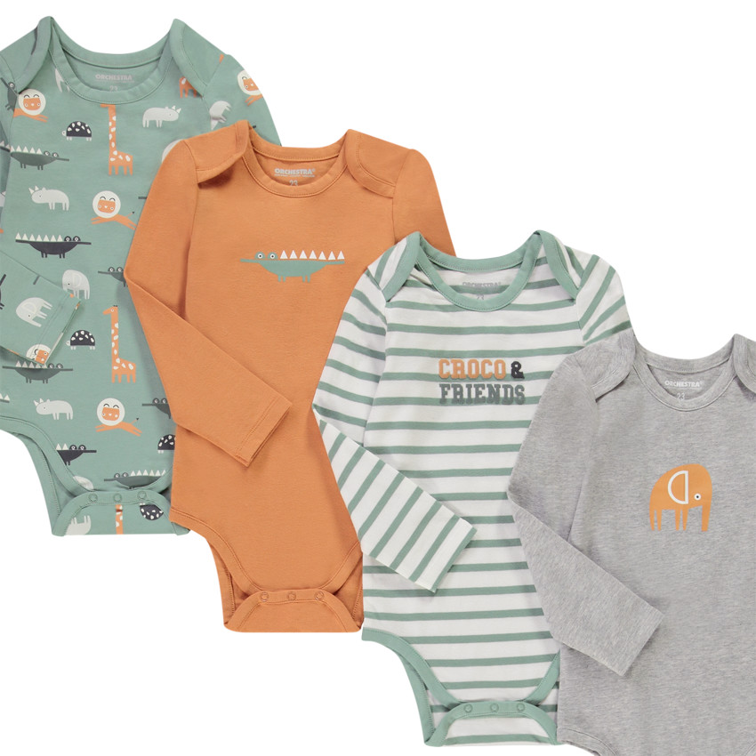 Lot de 7 bodies en jersey imprimé fantaisie pour bébé garçon 