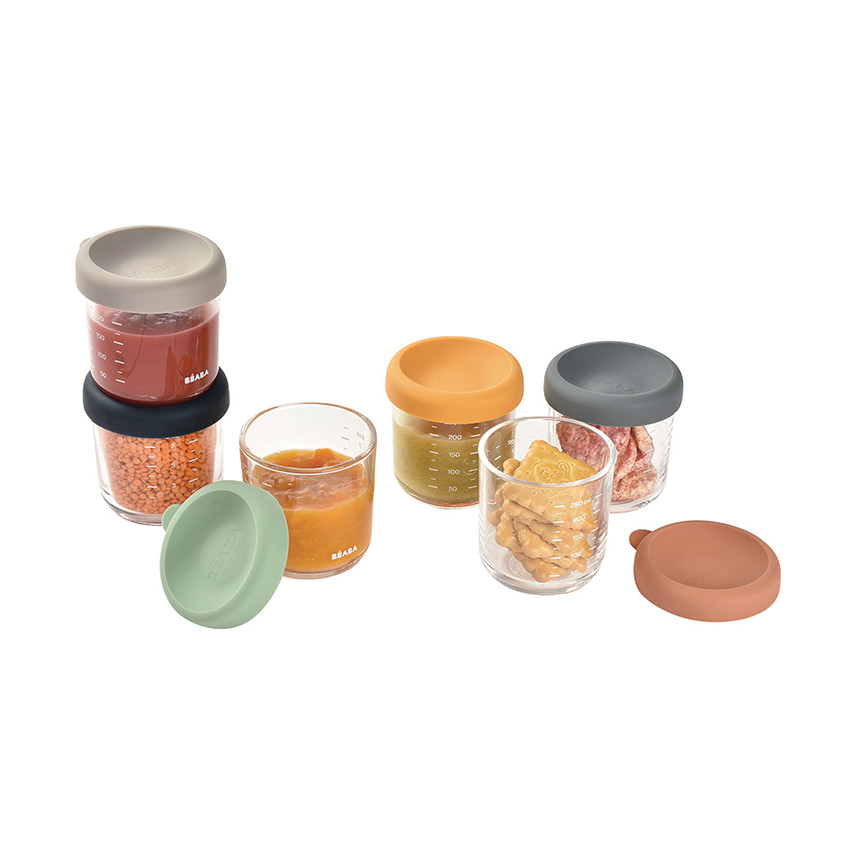 Set de 6 petits pots en verre 250 ml sunrise color - Transparent (Beaba) - Image 1