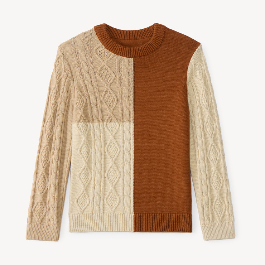 Pull torsadé effet bi-matière garçon 