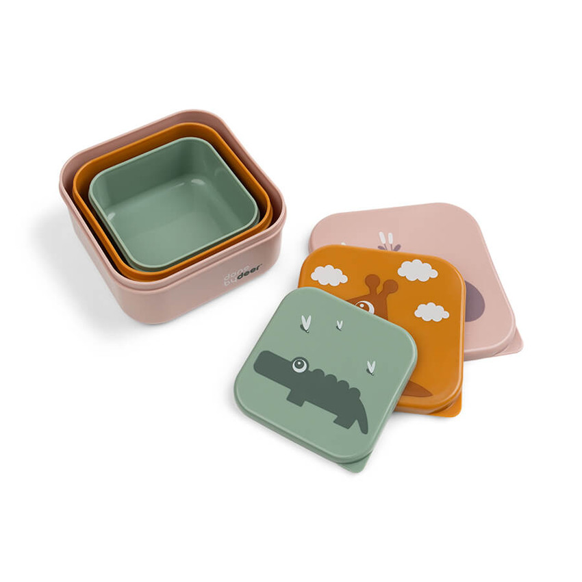 Lot de 3 boîtes à goûter Deer Friends Rose  