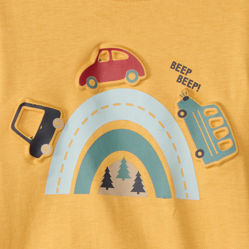 T-shirt manches longues print embossé pour bébé garçon 