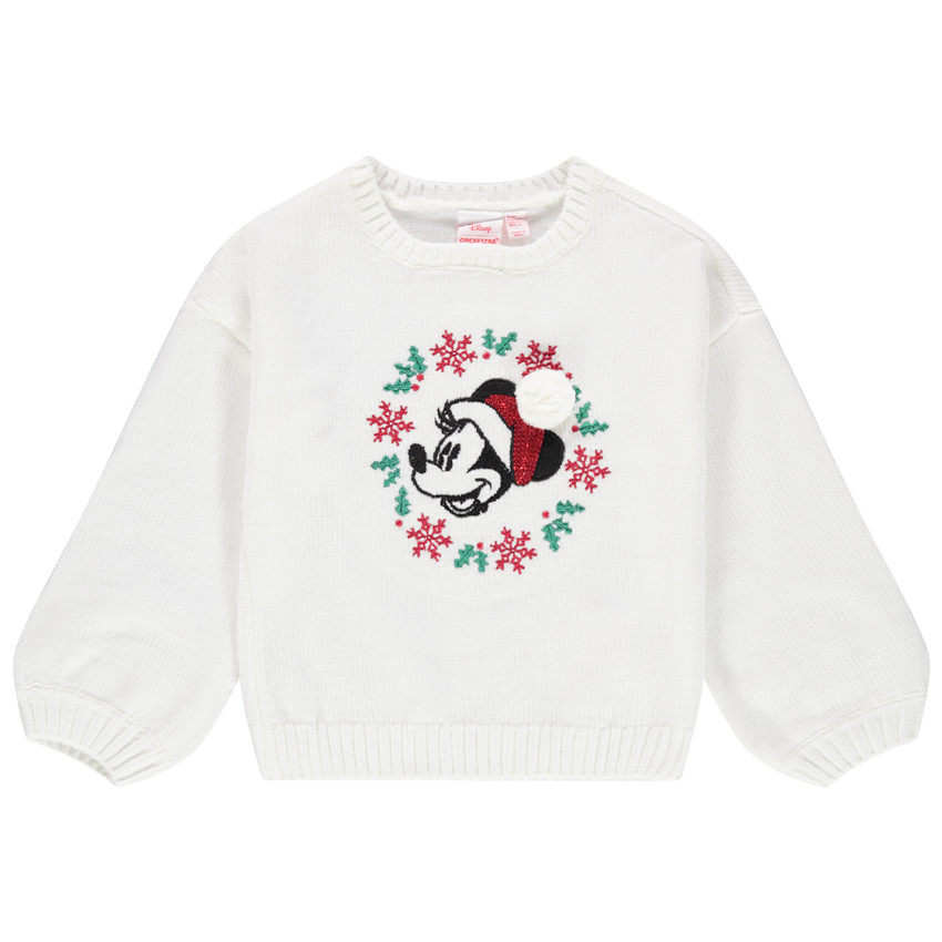 Pull en tricot uni avec Minnie esprit Noël Disney 