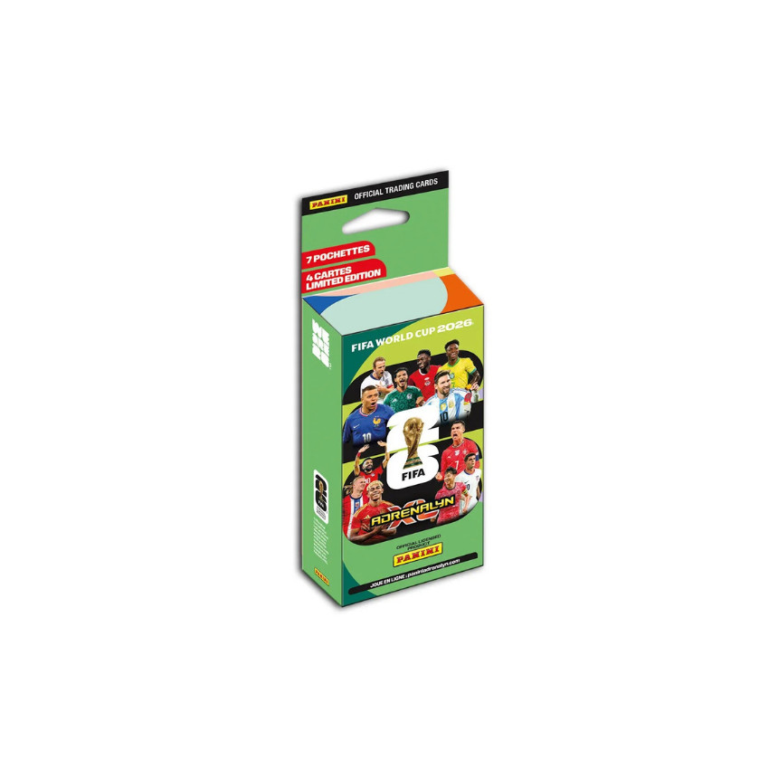 Blister 7 pochettes cartes adrenalyn XL de la Coupe du monde de la FIFA 2026 + 4 cartes édition limitée 