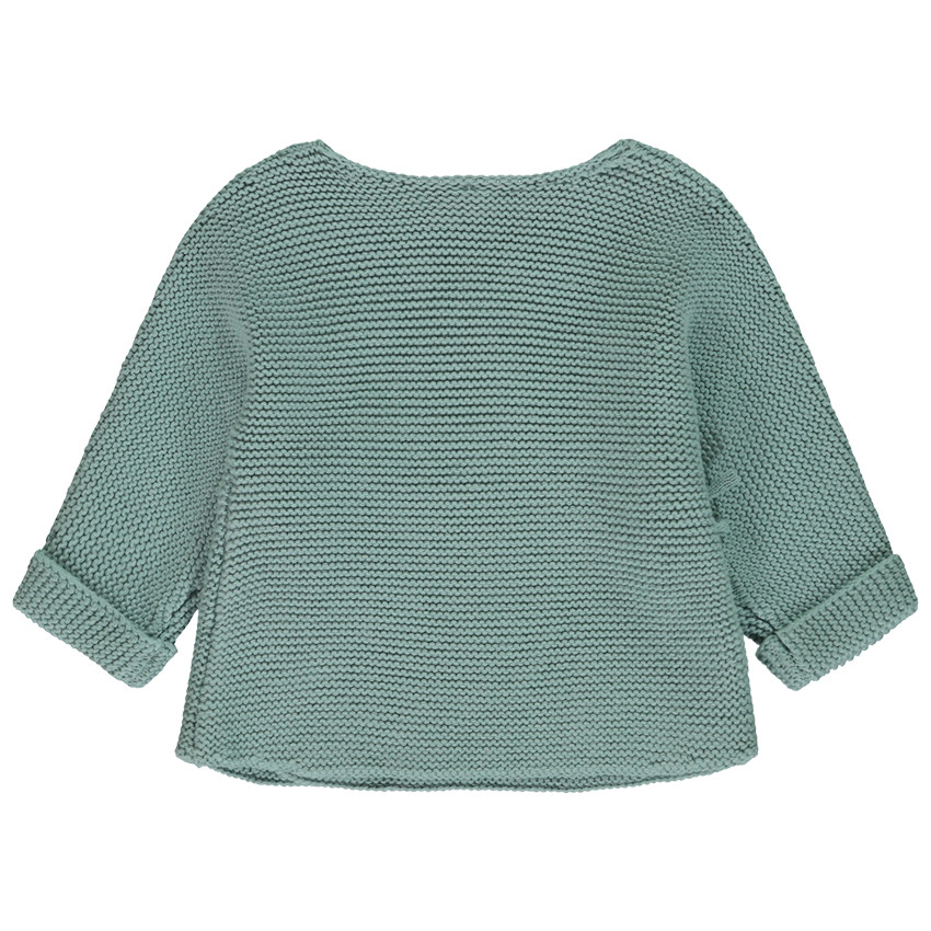 Gilet tricot à point mousse effet cache-cœur   