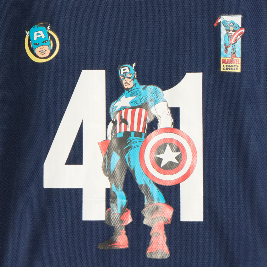 T-shirt manches courtes fantaisie Captain America Marvel pour garçon 