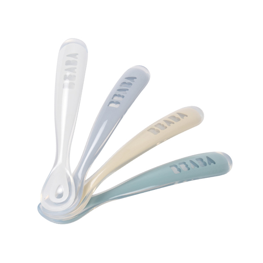 Lot de 4 cuillères 1er âge en silicone galet 