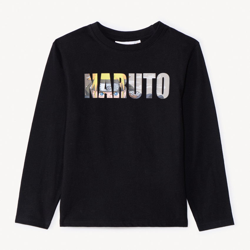 T-shirt manches longues uni print Naruto pour garçon