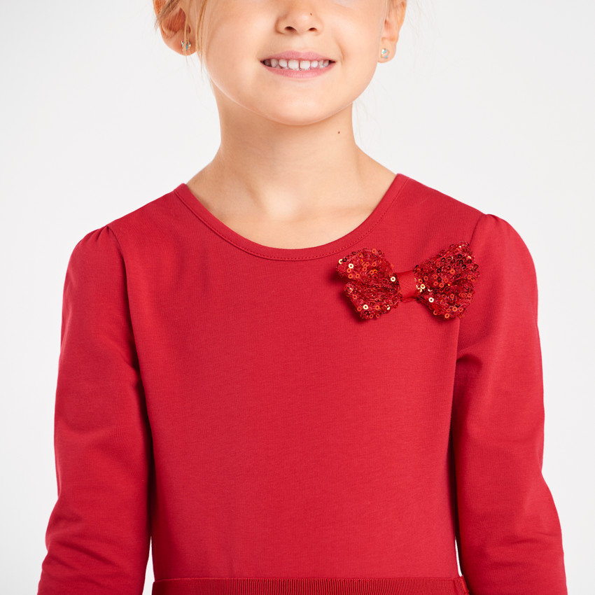 Robe de fête manches longues effet 2 en 1 à sequins fille 
