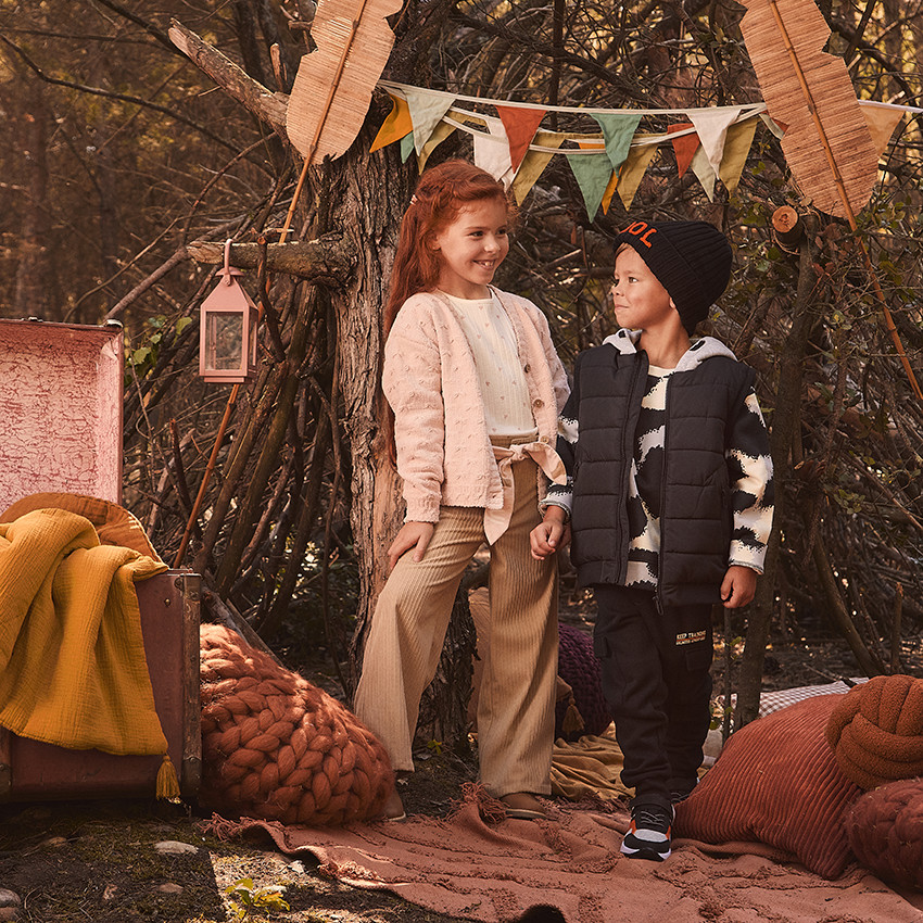 T-shirt manches longues en tricot côte imprimée cœur pour fille 