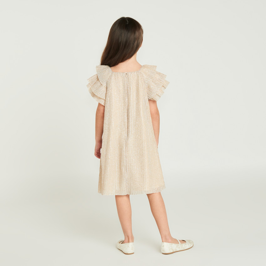 Robe à manches courtes papillon pailletées pour fille 