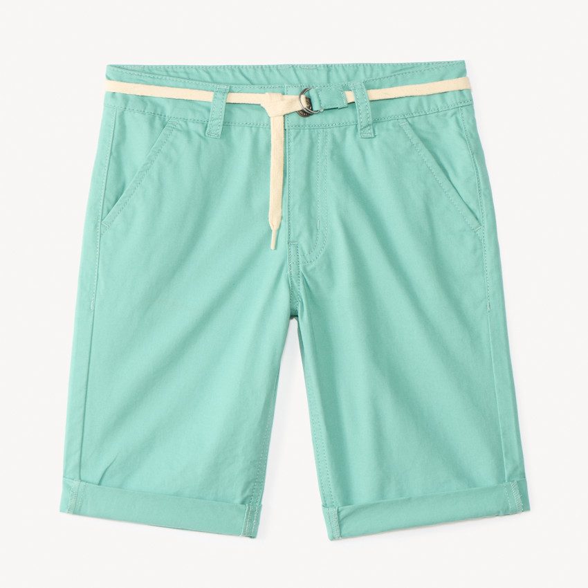 Bermuda uni en toile avec ceinture lacet pour garçon