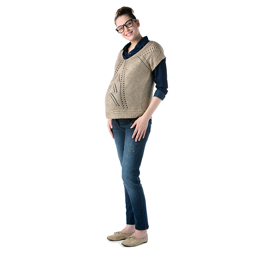 Pull ajouré manches courtes de grossesse 