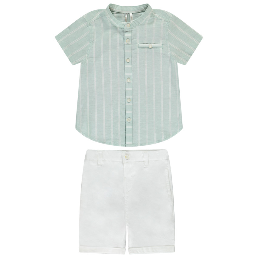 Ensemble bermuda + chemise à rayures pour bébé garçon