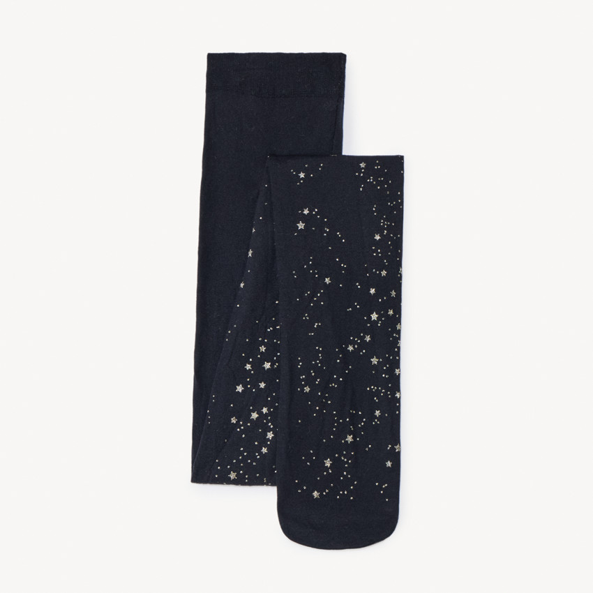 Collants fins imprimé étoiles pailletées pour fille 