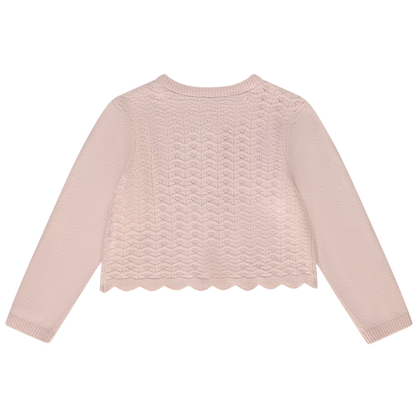 Gilet court en tricot ajouré pour bébé fille 