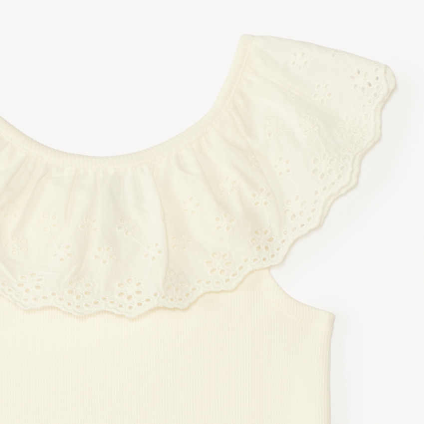 Débardeur à collerette volantée en broderie anglaise pour bébé fille 