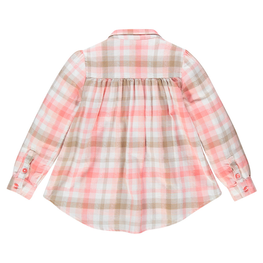 Chemise liquette à carreaux multicolores et fils bronze 