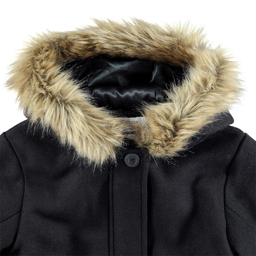 Manteau à capuche en drap de laine pour enfant fille 