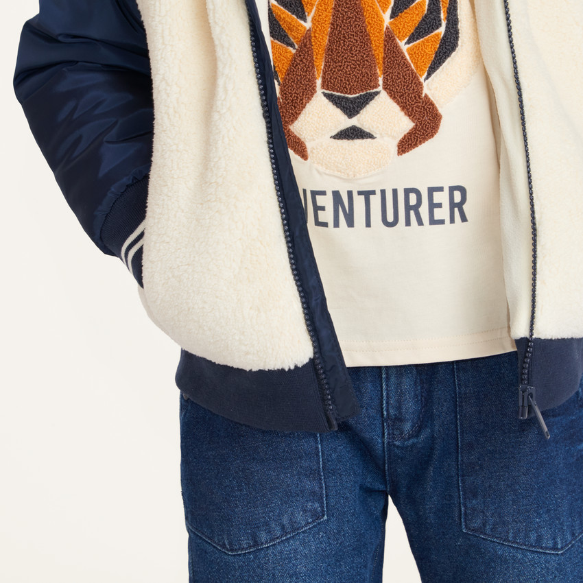 Blouson garçon à capuche bi-matière 