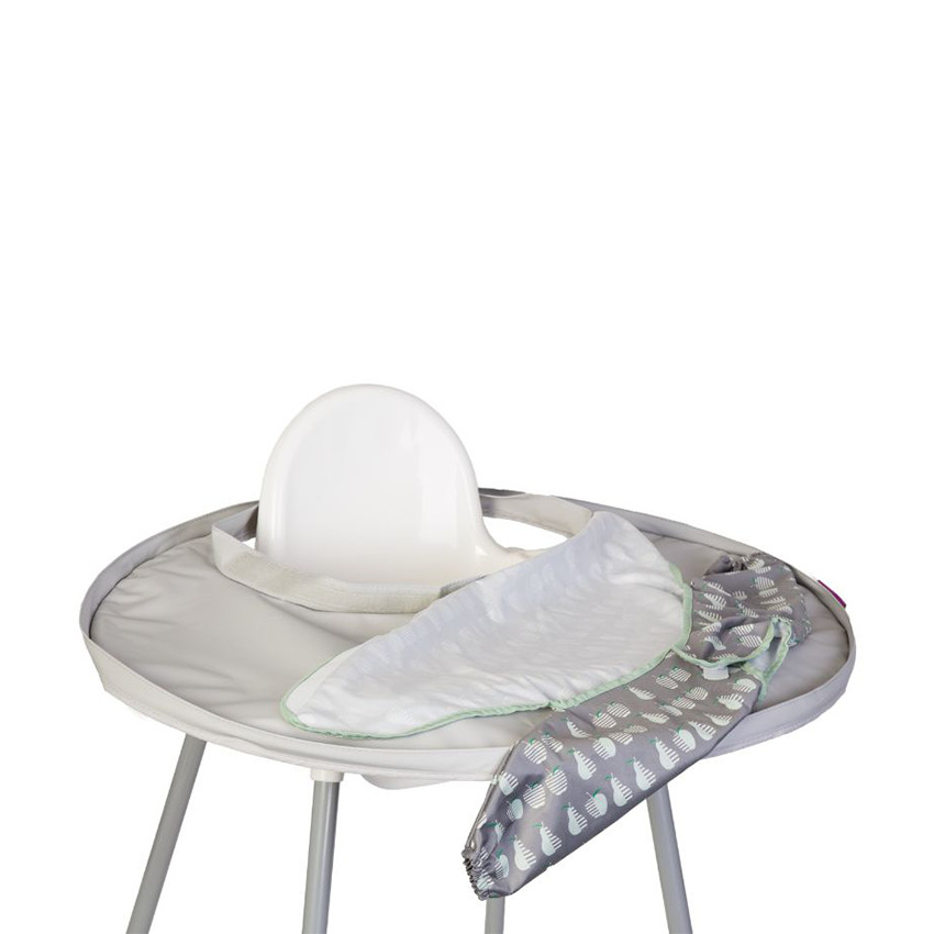 Kit bavoir et plateau imperméable imprimé fruits/gris clair - Gris (TIDY TOT) - Image 2