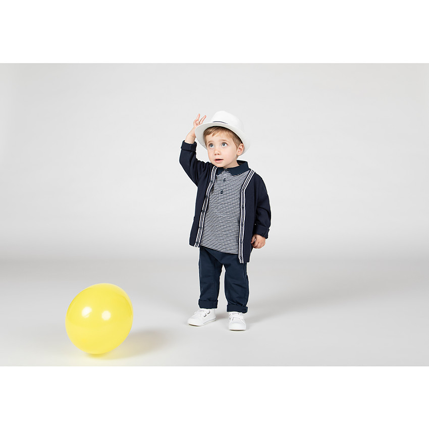 Gilet en tricot à boutonnière rayée pour bébé garçon 